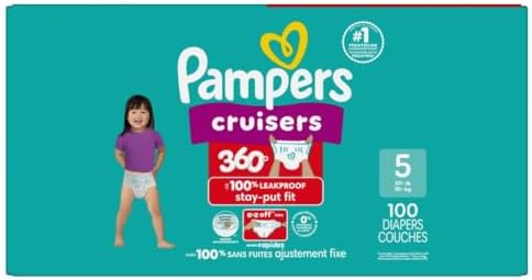 Pampers Diapers - Cruisers 360 - Size 4, 144 Count, Babyproof up to 100% Leakproof Pull-On Diaper