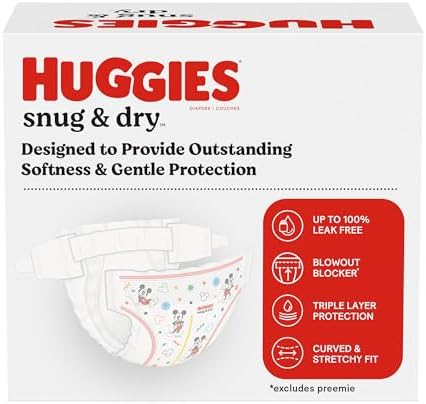 Huggies Size 1 Diapers, Snug & Dry Newborn Diapers, Size 1 (8-14 lbs), 128 Count, Packaging May Vary