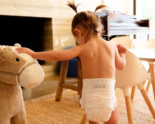 Pura Hypoallergenic Diapers, Size 1 (4-11 lbs), Newborn, Totally Chlorine Free, Wetness Indicator, Suitable for Sensitive Skin, Soft Organic Cotton Comfort, Overnight, 1 Pack of 32 Baby Diapers