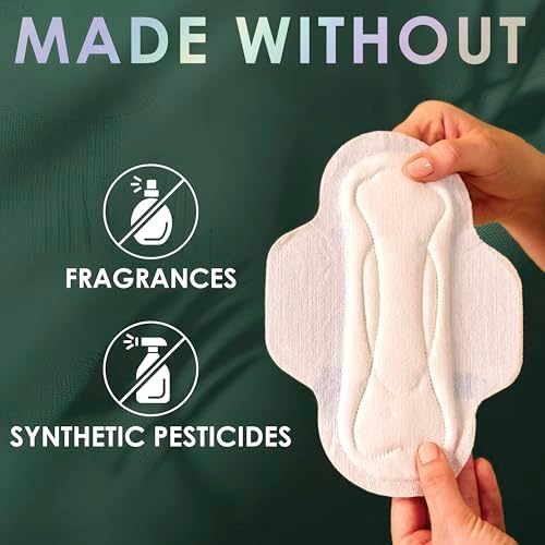 L. Ultra Thin Pads for Women, Overnight Absorbency, Organic Cotton Top Layer, Unscented Pads with Wings, 96 Count (4 Packs of 24)