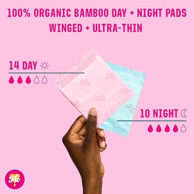 FLO - Organic Bamboo Pads, Day & Night Combo Pack, 15 Count