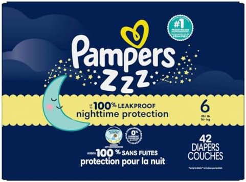 Pampers ZZZ Overnight Diapers, Size 4 (22-37 lbs), 58 Count, Nighttime Protection Disposable Baby Diaper, Night Time Leak and Skin Protection