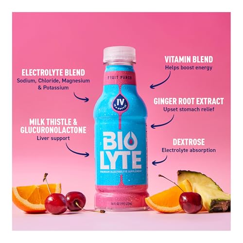 BIOLYTE Electrolyte Drink - Doctor-Formulated Hydration Drink, HSA & FSA Electrolytes Water, Chemotherapy Must Haves for Women & Men, Rehydration IV Liquid in a Bottle - Lemon Lime, 16 Fl Oz (12 Pack)