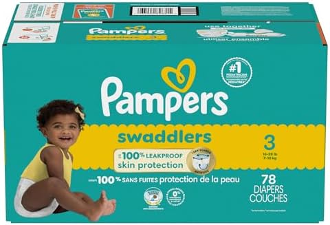 Pampers Baby Diapers - Swaddlers - Size 0, 84 Count, Ultra Absorbent Disposable Newborn Diaper