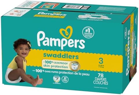 Pampers Baby Diapers - Swaddlers - Size 0, 84 Count, Ultra Absorbent Disposable Newborn Diaper