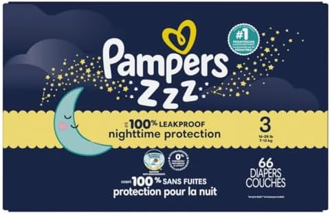 Pampers ZZZ Overnight Diapers, Size 4 (22-37 lbs), 58 Count, Nighttime Protection Disposable Baby Diaper, Night Time Leak and Skin Protection