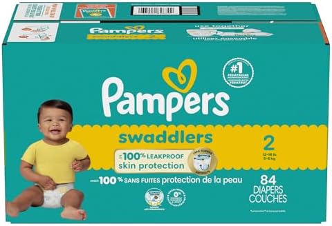 Pampers Baby Diapers - Swaddlers - Size 0, 84 Count, Ultra Absorbent Disposable Newborn Diaper