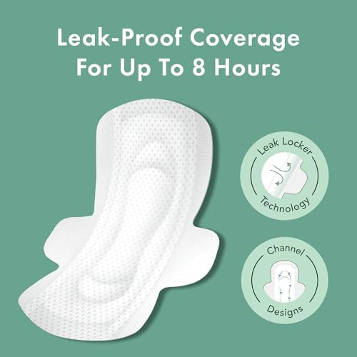 Rael Organic Cotton Cover Pads - Regular Absorbency, Unscented, Ultra Thin Pads with Wings for Women (56 Total)