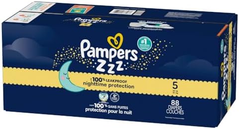 Pampers ZZZ Overnight Diapers, Size 4 (22-37 lbs), 58 Count, Nighttime Protection Disposable Baby Diaper, Night Time Leak and Skin Protection