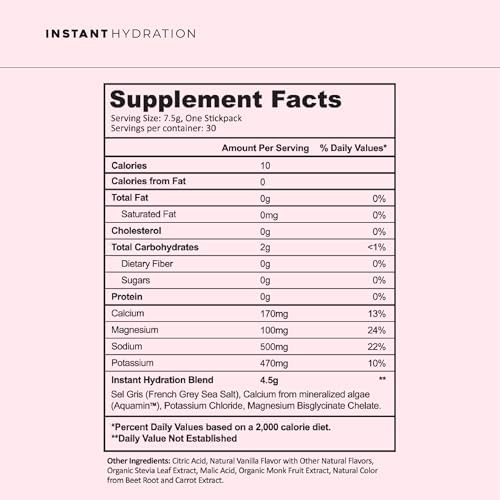 Instant Hydration Electrolytes Powder Packets - Raspberry Electrolyte Drink Mix - Zero Sugar - Keto, Vegan, Gluten-Free, Non-GMO - Boost Recovery, Brain Health, Muscle & Tissue Support- 30 Sticks