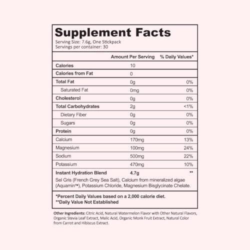 Instant Hydration Electrolytes Powder Packets - Raspberry Electrolyte Drink Mix - Zero Sugar - Keto, Vegan, Gluten-Free, Non-GMO - Boost Recovery, Brain Health, Muscle & Tissue Support- 30 Sticks