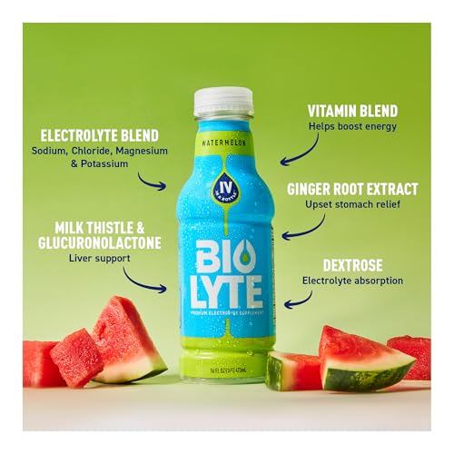 BIOLYTE Electrolyte Drink - Doctor-Formulated Hydration Drink, HSA & FSA Electrolytes Water, Chemotherapy Must Haves for Women & Men, Rehydration IV Liquid in a Bottle - Lemon Lime, 16 Fl Oz (12 Pack)