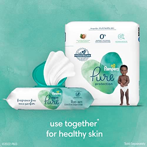Pampers Pure Protection Baby Diapers, Size 1 (8-14 lbs), 82 Count, Up to 100% Leakproof, Premium Plant-based Skin Protection, Hypoallergenic Soft Diapers