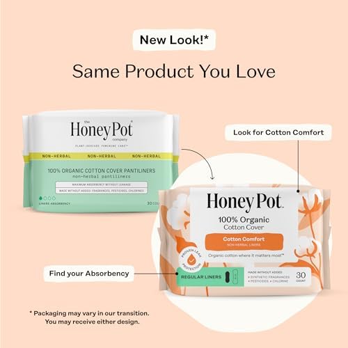 The Honey Pot Company - Sanitary Pads for Women - Non-Herbal Regular Flow w/Wings - Organic Cotton Cover & Ultra-Absorbent Pulp Core - Feminine Care - 20 ct