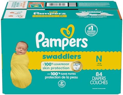 Pampers Baby Diapers - Swaddlers - Size 0, 84 Count, Ultra Absorbent Disposable Newborn Diaper