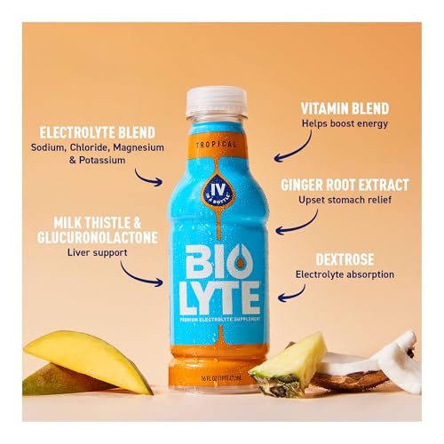 BIOLYTE Electrolyte Drink - Doctor-Formulated Hydration Drink, HSA & FSA Electrolytes Water, Chemotherapy Must Haves for Women & Men, Rehydration IV Liquid in a Bottle - Lemon Lime, 16 Fl Oz (12 Pack)