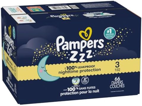 Pampers ZZZ Overnight Diapers, Size 4 (22-37 lbs), 58 Count, Nighttime Protection Disposable Baby Diaper, Night Time Leak and Skin Protection
