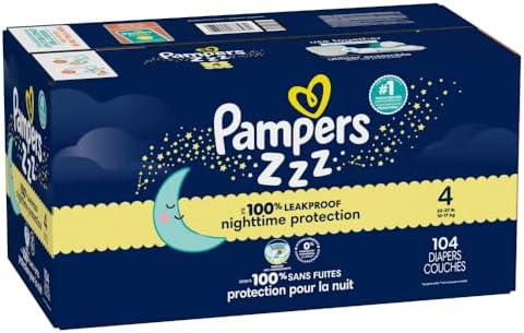 Pampers ZZZ Overnight Diapers, Size 4 (22-37 lbs), 58 Count, Nighttime Protection Disposable Baby Diaper, Night Time Leak and Skin Protection