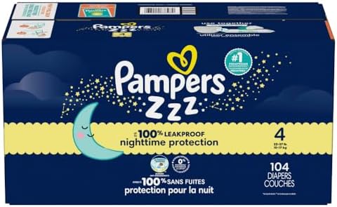 Pampers ZZZ Overnight Diapers, Size 4 (22-37 lbs), 58 Count, Nighttime Protection Disposable Baby Diaper, Night Time Leak and Skin Protection