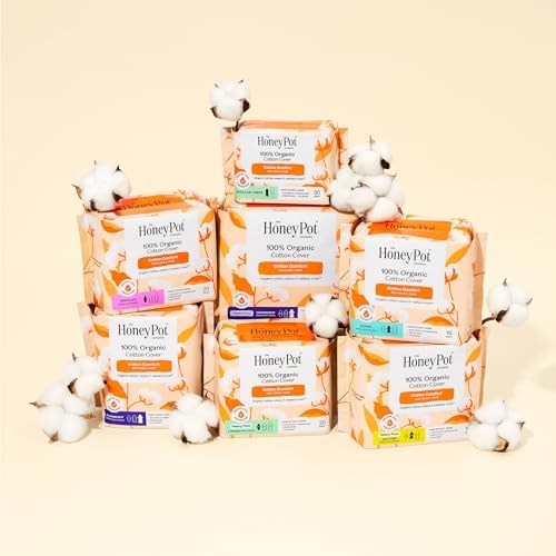The Honey Pot Company - Sanitary Pads for Women - Non-Herbal Regular Flow w/Wings - Organic Cotton Cover & Ultra-Absorbent Pulp Core - Feminine Care - 20 ct
