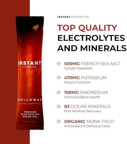 Instant Hydration Electrolytes Powder Packets - Raspberry Electrolyte Drink Mix - Zero Sugar - Keto, Vegan, Gluten-Free, Non-GMO - Boost Recovery, Brain Health, Muscle & Tissue Support- 30 Sticks