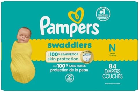 Pampers Baby Diapers - Swaddlers - Size 0, 84 Count, Ultra Absorbent Disposable Newborn Diaper