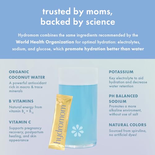 Boobie Hydromom Superfood Electrolyte Drink Mix, Blue Raspberry Lemonade | Refreshing Energy & Hydration Boost for Mamas | On-The-Go & Travel Essentials for Pregnancy, Lactation, & Beyond, 15 Packets