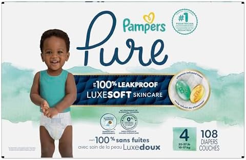 Pampers Pure Protection Baby Diapers, Size 1 (8-14 lbs), 82 Count, Up to 100% Leakproof, Premium Plant-based Skin Protection, Hypoallergenic Soft Diapers
