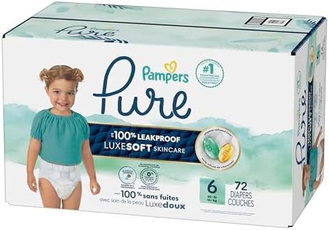 Pampers Pure Protection Baby Diapers, Size 2 (12-18 lbs), 120 Count, Up to 100% Leakproof, Premium Plant-Based Skin Protection, Hypoallergenic Soft Diapers