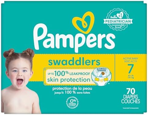 Pampers Baby Diapers - Swaddlers - Size 0, 84 Count, Ultra Absorbent Disposable Newborn Diaper