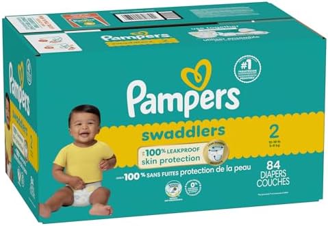 Pampers Baby Diapers - Swaddlers - Size 0, 84 Count, Ultra Absorbent Disposable Newborn Diaper