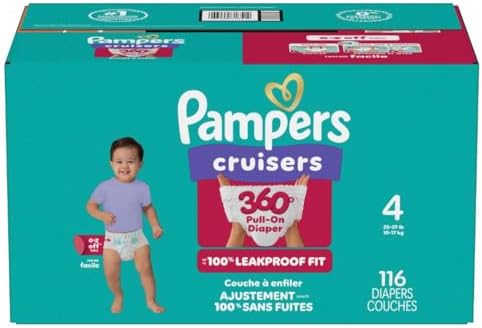 Pampers Diapers - Cruisers 360 - Size 4, 144 Count, Babyproof up to 100% Leakproof Pull-On Diaper