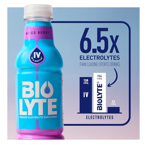 BIOLYTE Electrolyte Drink - Doctor-Formulated Hydration Drink, HSA & FSA Electrolytes Water, Chemotherapy Must Haves for Women & Men, Rehydration IV Liquid in a Bottle - Lemon Lime, 16 Fl Oz (12 Pack)