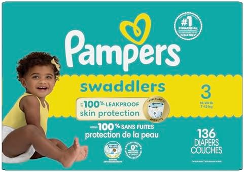 Pampers Baby Diapers - Swaddlers - Size 0, 84 Count, Ultra Absorbent Disposable Newborn Diaper