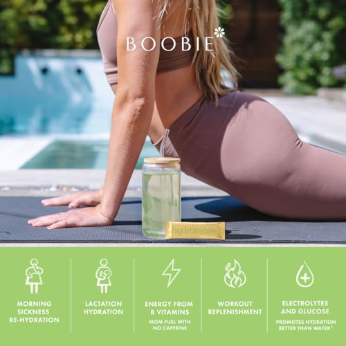 Boobie Hydromom Superfood Electrolyte Drink Mix, Blue Raspberry Lemonade | Refreshing Energy & Hydration Boost for Mamas | On-The-Go & Travel Essentials for Pregnancy, Lactation, & Beyond, 15 Packets