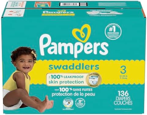 Pampers Baby Diapers - Swaddlers - Size 0, 84 Count, Ultra Absorbent Disposable Newborn Diaper