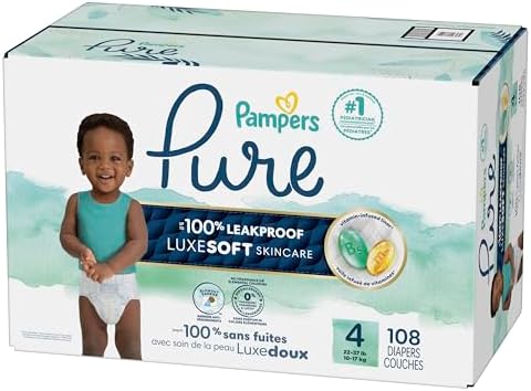 Pampers Pure Protection Baby Diapers, Size 1 (8-14 lbs), 82 Count, Up to 100% Leakproof, Premium Plant-based Skin Protection, Hypoallergenic Soft Diapers