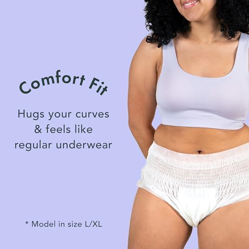 Rael Disposable Underwear for Women, Organic Cotton Cover - Incontinence Pads, Postpartum Essentials, Disposable Underwear, Unscented, Maximum Coverage (Size S-M, 12 Count)