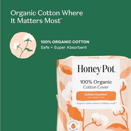 The Honey Pot Company - Sanitary Pads for Women - Non-Herbal Regular Flow w/Wings - Organic Cotton Cover & Ultra-Absorbent Pulp Core - Feminine Care - 20 ct