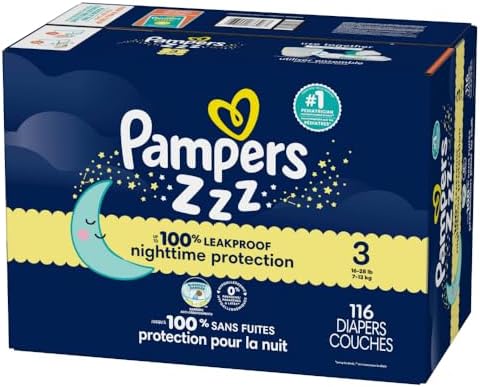 Pampers ZZZ Overnight Diapers, Size 4 (22-37 lbs), 58 Count, Nighttime Protection Disposable Baby Diaper, Night Time Leak and Skin Protection