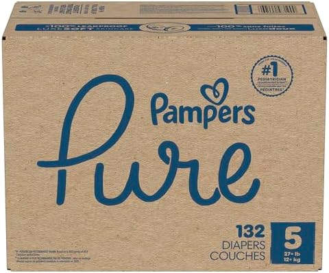 Pampers Pure Protection Baby Diapers, Size 1 (8-14 lbs), 82 Count, Up to 100% Leakproof, Premium Plant-based Skin Protection, Hypoallergenic Soft Diapers