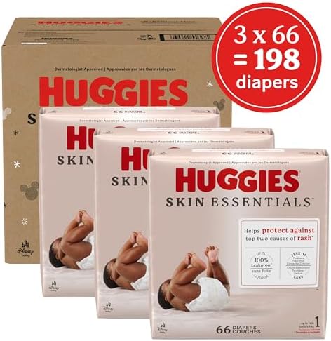 Huggies Size 2 Diapers, Skin Essentials Baby Diapers, Size 2 (12-18 lbs), 74 Count, Packaging May Vary