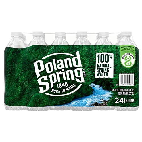 Poland Spring Maine Spring Water Bottles, 24 Pack – Crisp, Still Bottled Water with Naturally Balanced Occurring Minerals & Electrolytes for Taste - 16.9 Fl Oz