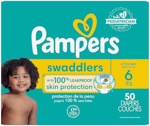 Pampers Baby Diapers - Swaddlers - Size 0, 84 Count, Ultra Absorbent Disposable Newborn Diaper