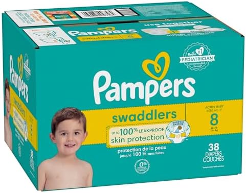 Pampers Baby Diapers - Swaddlers - Size 0, 84 Count, Ultra Absorbent Disposable Newborn Diaper