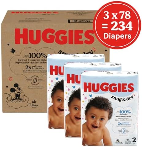 Huggies Size 1 Diapers, Snug & Dry Newborn Diapers, Size 1 (8-14 lbs), 128 Count, Packaging May Vary