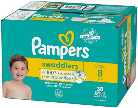 Pampers Baby Diapers - Swaddlers - Size 0, 84 Count, Ultra Absorbent Disposable Newborn Diaper