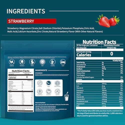 Electrolytes Powder Packets, Hydration Packets, Electrolytes Powder No Sugar, Portable Electrolyte Drink Mix for Rapid Hydration, Sugar Free & Low Sodium | 0 Calorie | 7 Flavors | 20 Sticks