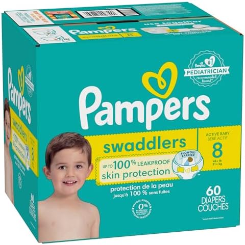 Pampers Baby Diapers - Swaddlers - Size 0, 84 Count, Ultra Absorbent Disposable Newborn Diaper