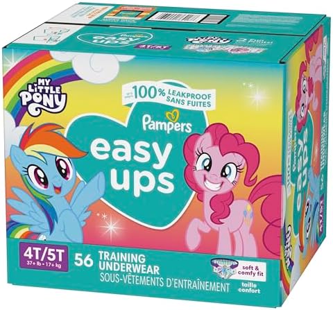Pampers Training Pants - Easy Ups Girls & Boys - Size 4T-5T, 56 Count, My Little Pony Potty Underwear (Packaging May Vary)